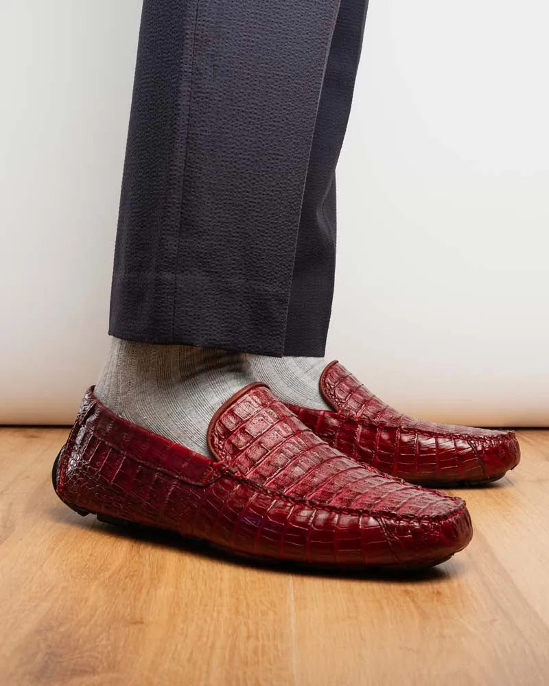 Marco Di Milano Remo Wine Caiman Driving Slip-On Loafers